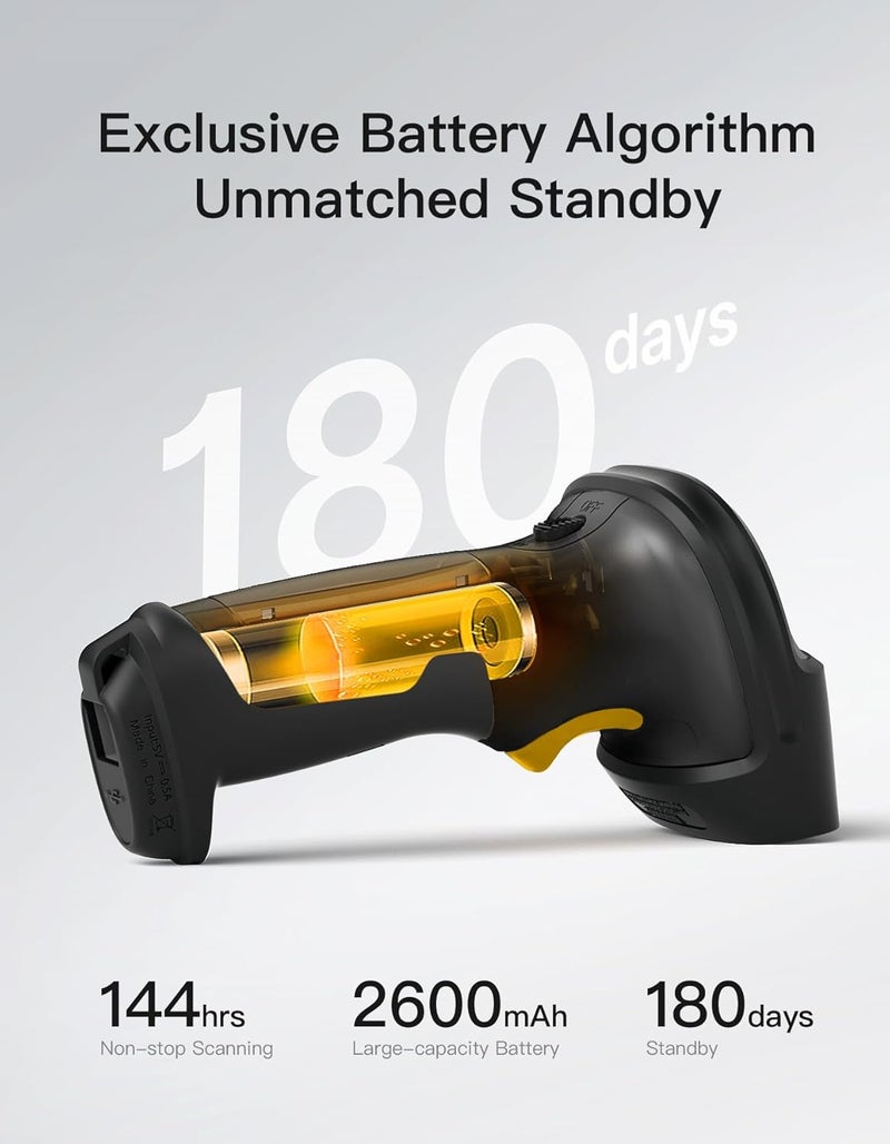 Inateck 2D Barcode Scanner, Wireless Bluetooth QR Code Scanner with AI APP & SDK, 180-Day Battery Life, Fast & Accurate Scanning, Compatible with iOS/Android/Windows - Image 3
